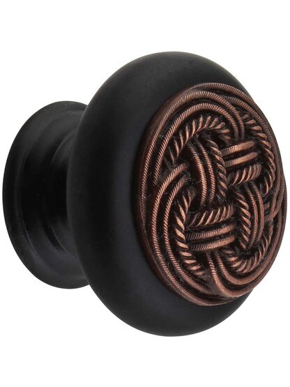 Classic Weave Wood Knob in Dk Walnut/Ant Copper.